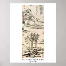 Trees In A River Valley In Yu-Shan By Ni Tsan Posters