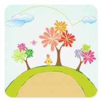 trees on a hill stickers