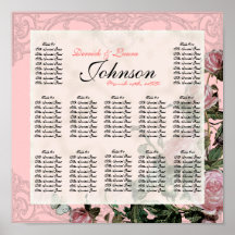 Trellis Rose Vintage - Table Seating Chart Print