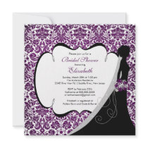 Trendy Amethyst Damask Bride Bridal Shower Invite