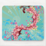 Trendy aqua pink ocean swirls mousepad