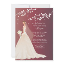 Trendy Autumn Crimson Bridal Shower Invite