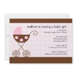 Trendy Baby Girl Carriage Baby Shower Invitation