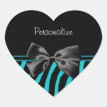 Trendy Black And Teal Zebra Print With Ribbon Stickers