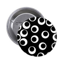 Trendy black and white retro design. Custom Pinback Buttons