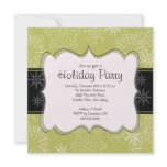 Trendy Black & Green Snowflakes Holiday Party Personalised Announcement