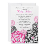 Trendy Black/Pink Flower Bridal Shower Invitation