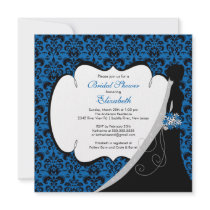 Trendy Bluet Damask Bride Bridal Shower Invite