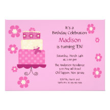 Trendy Cake Birthday Invitation