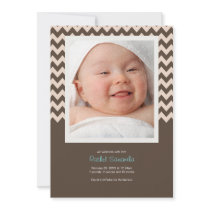 Trendy Chevron Baby Girl Birth Announcement