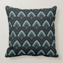 Trendy Chinese Dragon Scale Scallop ZigZag Pattern Throw Pillows