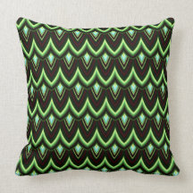 Trendy Chinese Dragon Scale Scallop ZigZag Pattern Throw Pillows