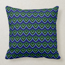 Trendy Chinese Dragon Scale Scallop ZigZag Pattern Throw Pillow