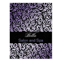 trendy damask purple business ThankYou Cards Postcards