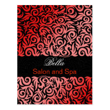 trendy damask red business ThankYou Cards Postcard