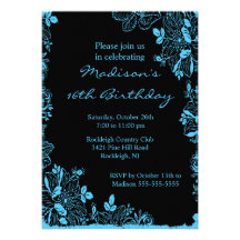 Trendy Floral Sweet Sixteen Birthday Invitation