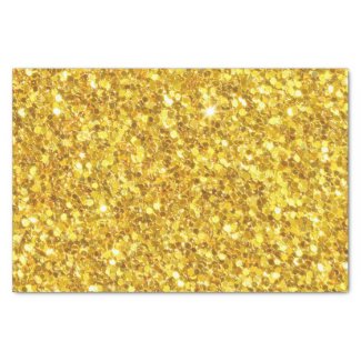 Trendy Gold And White Sparkling Glitter 10" X 15" Tissue Paper