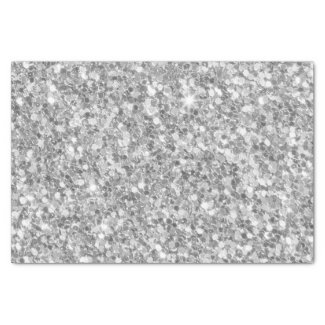 Trendy Gray And White Sparkling Glitter 10" X 15" Tissue Paper