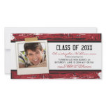 Trendy Grunge Graduation Announcement (red) photo cards