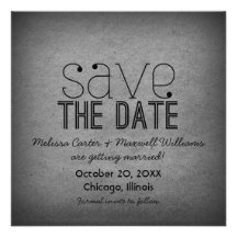 Trendy Grunge Save the Date Invite, Grey