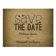 Trendy Grunge Save the Date Postcard, Mocha