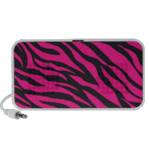 Trendy Hot Pink Fuchsia Black Zebra Stripes Print iPod Speaker