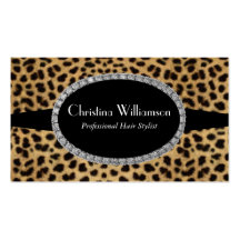 Trendy Leopard print Rhinestones Business Card Templates