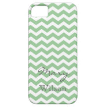 Trendy lime green chevron with name iPhone 5 covers