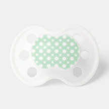 Trendy Mint Green Polka Dots Baby Pacifiers