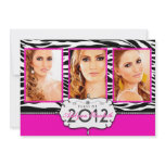 Trendy Modern Zebra Striped Graduation Invitation