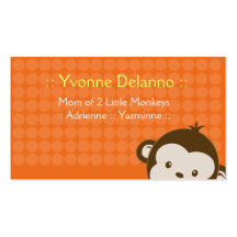 Trendy Orange Monkey Business / Mummy Calling Card Business Card Templates