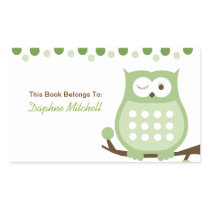 Trendy Owl (Green) Custom Book Plate Sticker