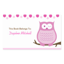 Trendy Owl (Pink) Custom Book Plate Sticker