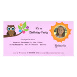 Trendy Party Owl Photo Invite Pink Background Photo Cards