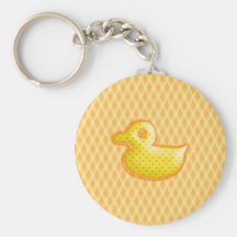 Trendy Patterned Rubber Ducky Key Chain