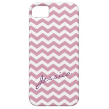 Trendy pink chevron zigzag with name iPhone 5 cases
