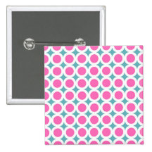 Trendy Pink Circles and Teal Blue Pattern