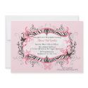 Trendy PInk Zebra Frame Baby Shower Invitation