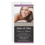 Trendy Plaid Purple Graduation Announcement photo cards