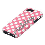 Trendy Polka Dot Pattern with name - pink grey