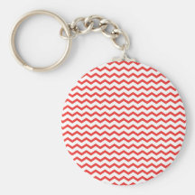 Trendy Poppy Red Chevron Pattern Keychain