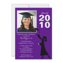 Trendy Purple & Black Graduation Invitation