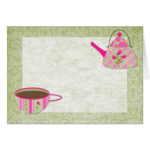 Trendy Shabby Roses Tea Pots and Teacups  (12) Greeting Cards