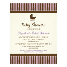 Trendy Stripes Baby Shower Invite (lilac/brown)