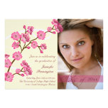 Trendy stylish cherry blossom photo graduation personalised invite