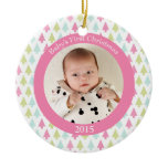 Trendy trees baby's first Christmas photo ornament
