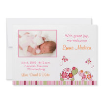 Trendy Tropical Turtle Photo Birth Announcements