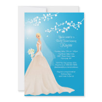 Trendy Turquoise BLONDE Bride Bridal Shower Invite