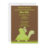 Trendy Turtle Triplets Baby Shower Invitation