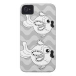 Trendy wave patterns & cute cartoon fish iPhone 4 Case-Mate cases